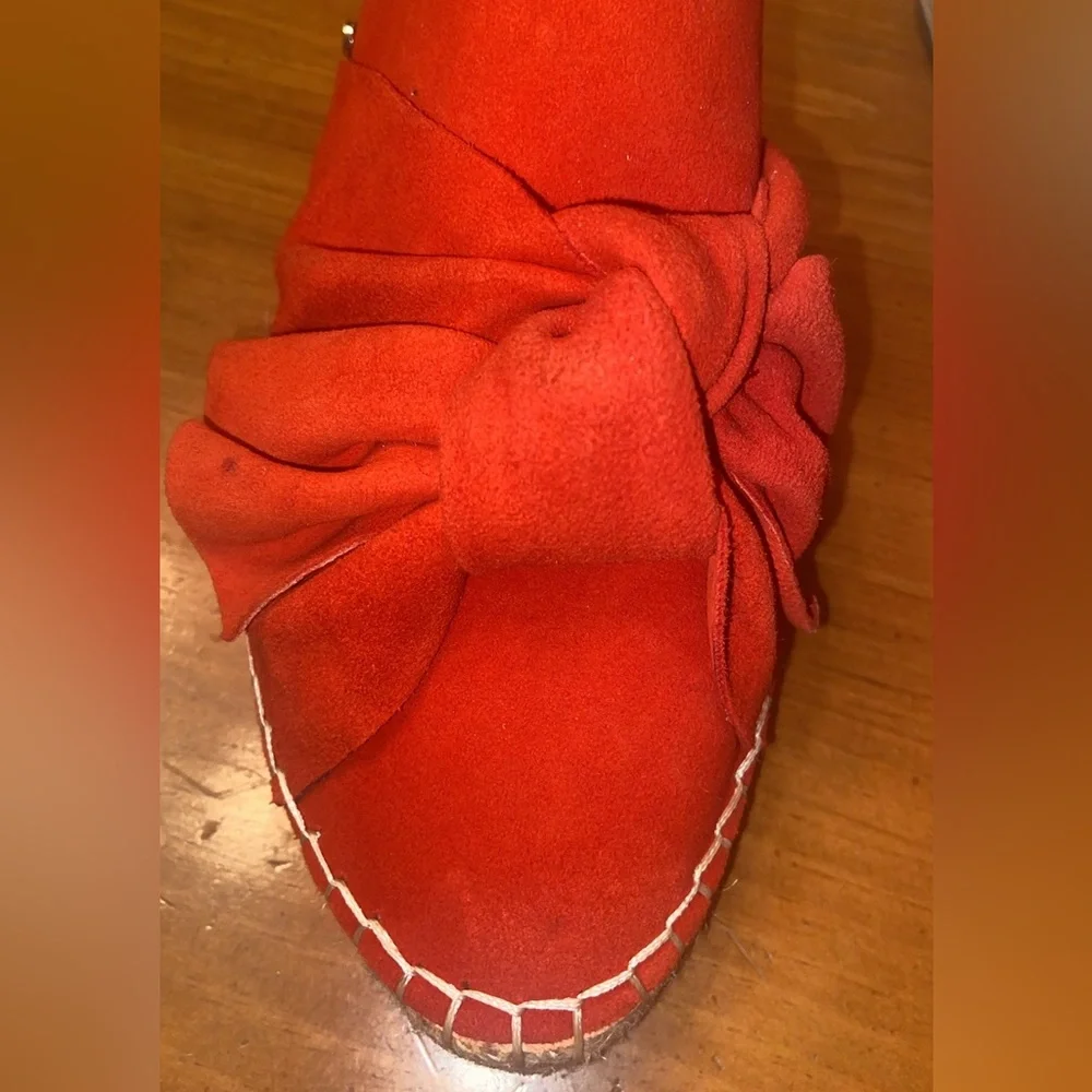 Sam Edelman red suede Lydia bow espadrilles mules size 8